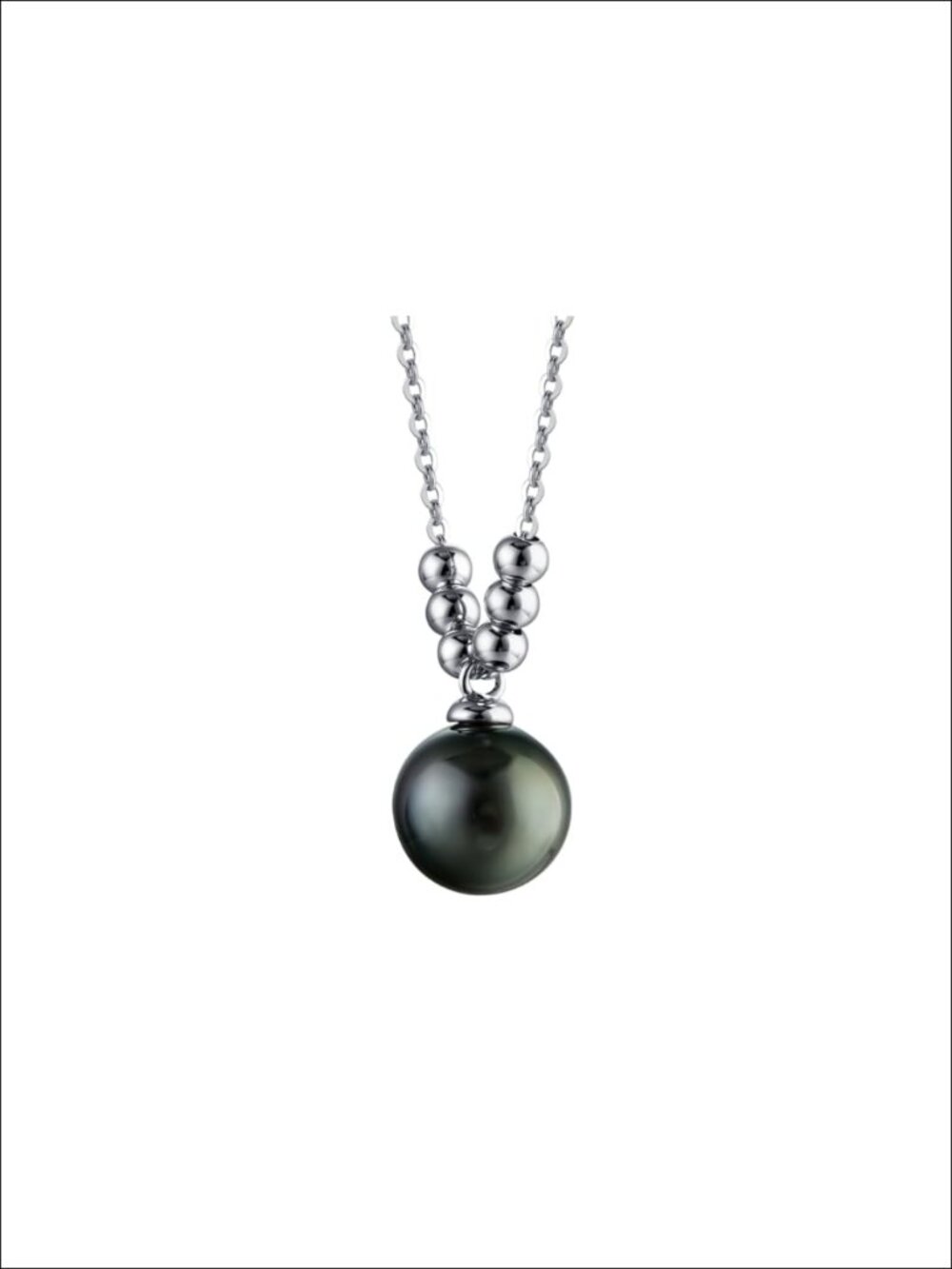 925 Sterling Silver Black Pearl Pendant Necklace, Moissanite Halo, 16-18" Chain